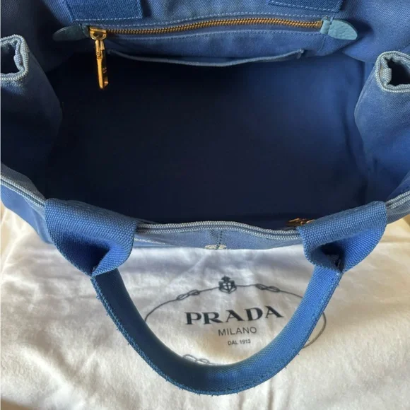 Prada Canapa blue denim tote - Picture 6 of 14